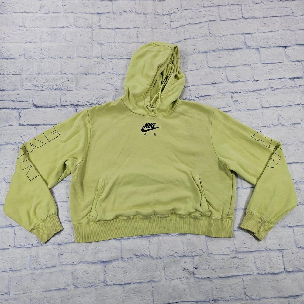 Nike Air Hoodie Womens 1X Lime Green Cropped Pullover Graphic Sweatshirt
